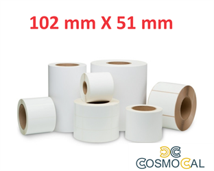 Opaco White Roll Adesivo 102mm x 51mm, 650 labels,Diametro 40mm