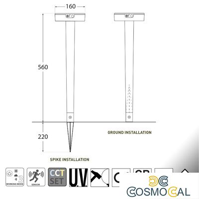 FIORINA BIANCO SOLAR LED Ø150 PIR 4000K