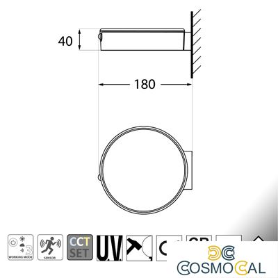 FORTUNATO BIANCO SOLAR LED Ø150 PIR 4000K
