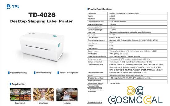 TD402S Termodirett 203 DPI ,Larghezza  108 mm,Velocità  152 mm/s