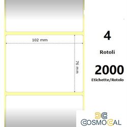 White 102x76mm, 2000 Et/Rotolo Z-1000D 4x3x 3 Core, 4 Rolls