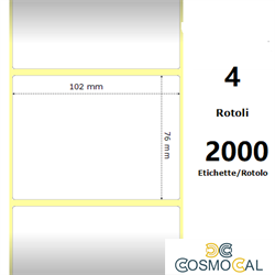 White 102x76mm, 2000 Et/Rotolo Z-1000D 4x3x 3 Core, 4 Rolls