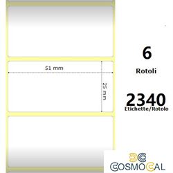 White 51x25mm, 2340 Et/Rotolo Z-2000D 2x1x1 Core, 6 Rolls