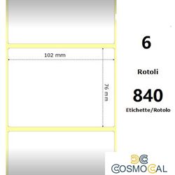 White 102x76mm, 840 Et/Rotolo Z-2000D 4x3x1 Core, 6 Rolls
