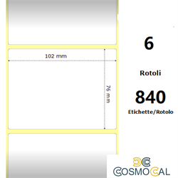 White 102x76mm, 840 Et/Rotolo Z-2000D 4x3x1 Core, 6 Rolls