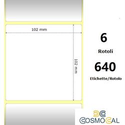 White 102x102mm, 640 Et/Rotolo Z-2000D 4x4x 1 Core, 6 Rolls