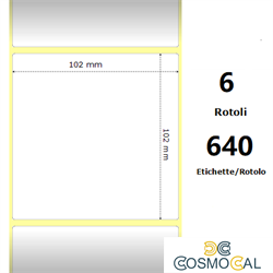 White 102x102mm, 640 Et/Rotolo Z-2000D 4x4x 1 Core, 6 Rolls