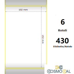 White 102x152mm, 430 Et/Rotolo Z-2000D 4x6x1 Core, 6 Rolls