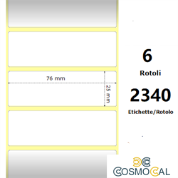 White 76x25mm,2340 Et/Rotolo Z-4000D, 3x1x1 Core, 6 Rolls