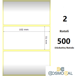 White 102x51mm, 500 Et/Rotolo Z-2000D 4x2x3 Core, 2 Rolls