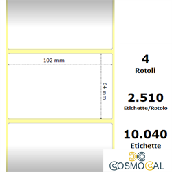 White 102x63.5mm,2510Et/Rotolo Z-1000D, 4x2.5x3Core ,4 Rolls