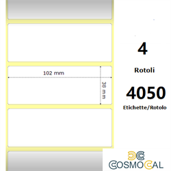 White 102x38mm,4050 Et/Rotolo Z-1000D, 4x1.5x3 Core, 4 Rolls