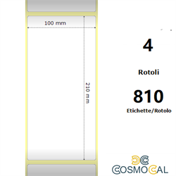 White 100x210mm,810 Et/Rotolo Z-1000D,3.9x8.3x3 Core,4 Rolls