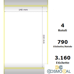 White 148x210mm,790 Et/Rotolo Z-1000D,5.8x8.3x3Core, 4 Rolls