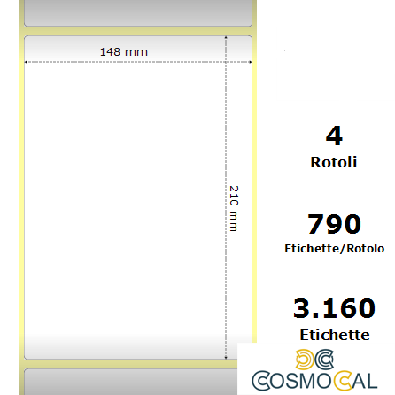 White 148x210mm,790 Et/Rotolo Z-1000D,5.8x8.3x3Core, 4 Rolls