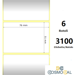 White 76x51mm,3100 Et/Rotolo Z-1000D, 3x2x3 Core, 6 Rolls