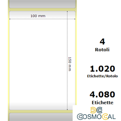 White 100x150mm,1020 Et/Rotolo Z-1000D,3.9x5.9x3 Core,4Rolls