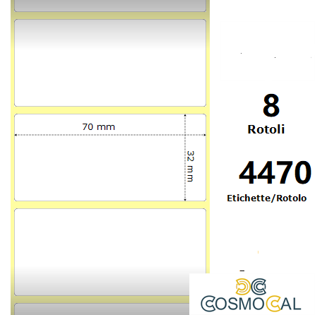 White 70x32mm,4470 Et/Rotolo Z-1000D,2.8x1.3x3 Core,8 Rolls