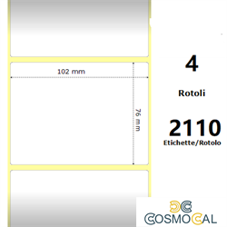 White 102x76mm,2110 Et/Rotolo Z-1000D, 4x3x3 Core ,4 Rolls