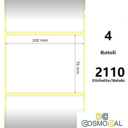 White 102x76mm,2110 Et/Rotolo Z-1000D, 4x3x3 Core ,4 Rolls