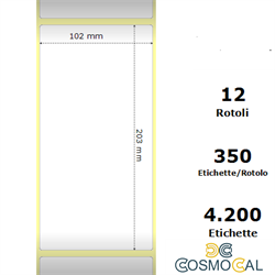 White 102x203mm, 350 Et/Rotolo Z-1000D,4x8x1 Core ,12 Rolls