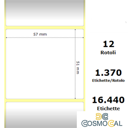 White 57x51mm,1370 Et/Rotolo Z-2000D, 2.2x2x1 Core, 12 Rolls