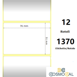 White 76x51mm, 1370 Et/Rotolo Z-2000D, 3x2x1 Core, 12 Rolls
