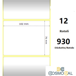 White 102x76mm, 930 Et/Rotolo Z-2000D 4x3x1 Core, 12 Rolls