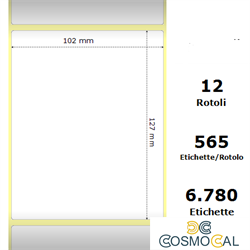 White 102x127mm,565 Et/Rotolo Z-2000D, 4x5x1 Core, 12 Rolls