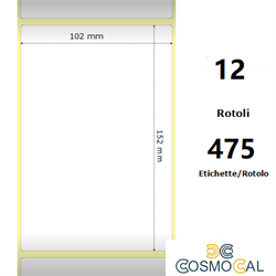 White 102x152mm, 475 Et/Rotolo Z-2000D 4x6x1 Core, 12 Rolls