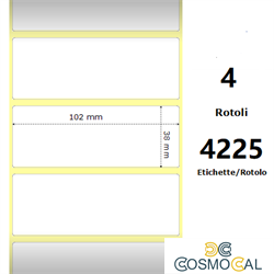 White 102x38mm, 4225 Et/Rotolo Z-2000D,4x1.5x3Core, 4 Rolls