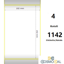 White 102x152mm,1142 Et/Rotolo Z-2000D, 4x6x3 Core, 4 Rolls