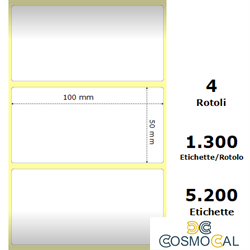 White 100x50mm,1300 Et/Rotolo Z-2000D,3.9x2x1 Core, 4 Rolls