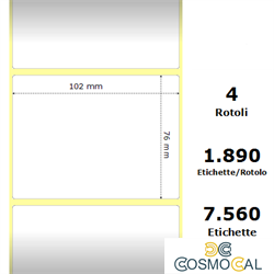 White 102x76mm,1890 Et/Rotolo Z-2000D, 4x3x3 Core, 4 Rolls