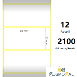 White 70x32mm,2100 Et/Rotolo Z-1000D,2.8x1.3x1Core ,12 Rolls