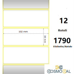 White 102x38mm,1790 Et/Rotolo Z-1000D, 4x1.5x1Core, 12 Rolls