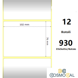 White 102x76mm, 930 Et/Rotolo Z-1000D,4x3x1 Core ,12 Rolls