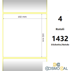White 102x102mm,1432 Et/Rotolo Z-1000D, 4x4x3 Core ,4 Rolls