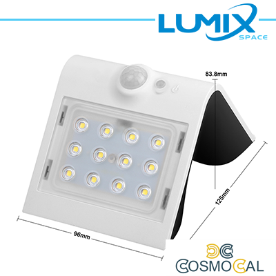 Lampada da parete LED solare senza fili con Sensori 220lm BIANCO