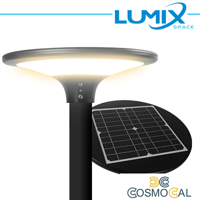 Testa Palo solare LED + pannello fotovoltaico e sensore 2CCT