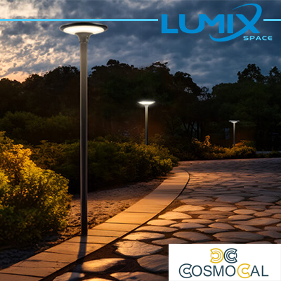 Testa Palo solare LED + pannello fotovoltaico e sensore 2CCT