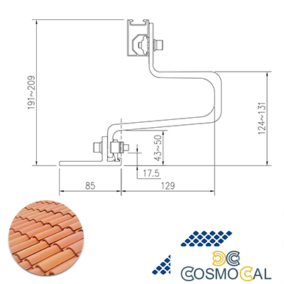 Staffa regolabile per tetti a tegola