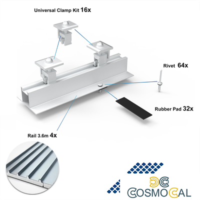 Kit montaggio 6 Moduli x tetto pannelli sandwich escluso binario