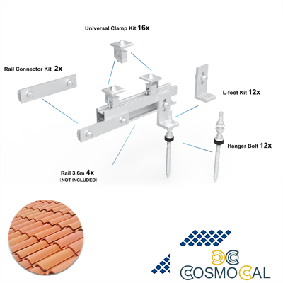 Kit montaggio 6 moduli x tetti a tegola - escluso binario