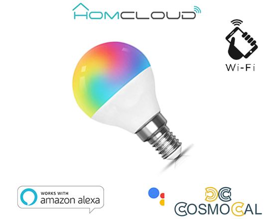 Lampadina Wi-Fi + Bluetooth RGB+Bianco caldo E14 G45 dimm