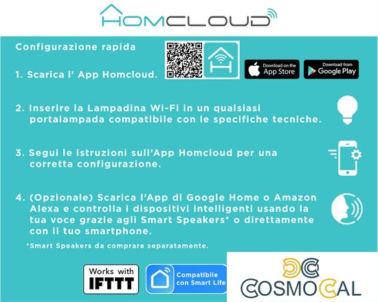 Lampadina Wi-Fi a filamento Bianco CCT dimm