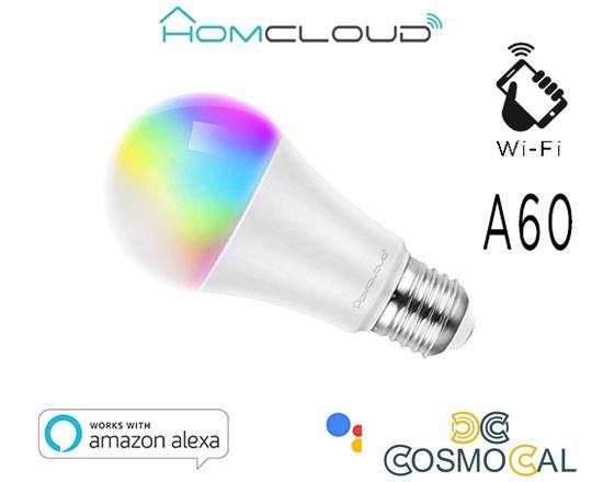 Lampadina Wi-Fi + Bluetooth RGB+Bianco caldo E27 A60 dimm