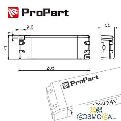 Alimentatore IP20 24V 150W 6.25A Size:205*71*35mm
