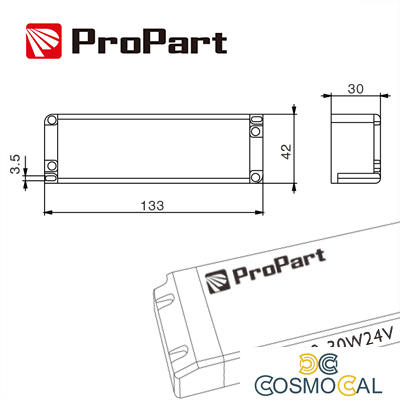 Alimentatore IP20 24V 30W 1.25A Size:133*42*30mm