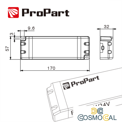 Alimentatore IP20 24V 72W 3A Size:170*57*32mm